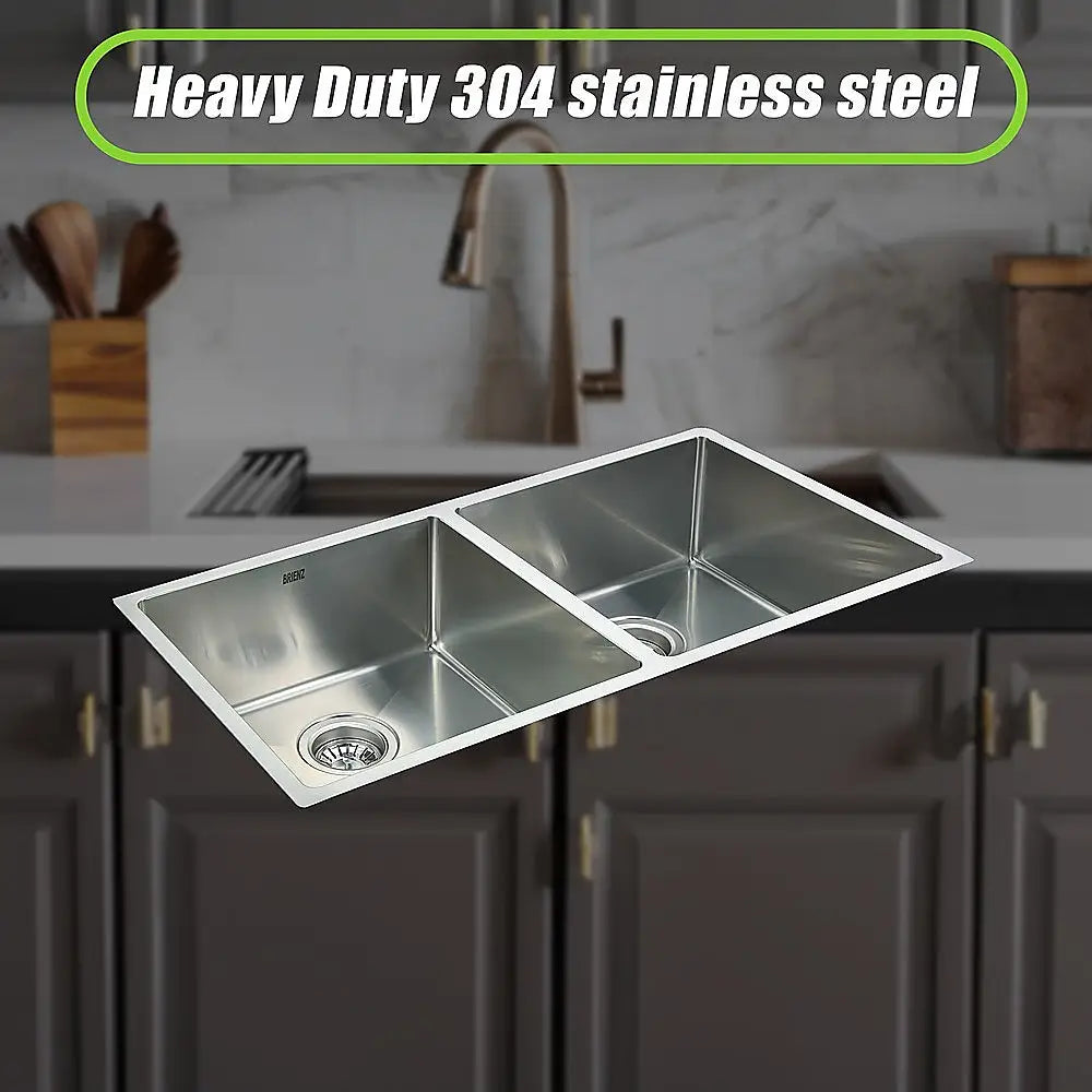 865x440mm Handmade Stainless Steel Undermount / Topmount Kitchen Sink with Waste - Furniture > Bathroom > Sinks