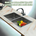 865x440mm Handmade Stainless Steel Undermount / Topmount Kitchen Sink with Waste - Furniture > Bathroom > Sinks