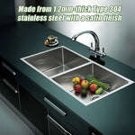 865x440mm Handmade Stainless Steel Undermount / Topmount Kitchen Sink with Waste - Furniture > Bathroom > Sinks