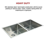 865x440mm Handmade Stainless Steel Undermount / Topmount Kitchen Sink with Waste - Furniture > Bathroom > Sinks