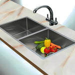 865x440mm Handmade Stainless Steel Undermount / Topmount Kitchen Sink with Waste - Furniture > Bathroom > Sinks