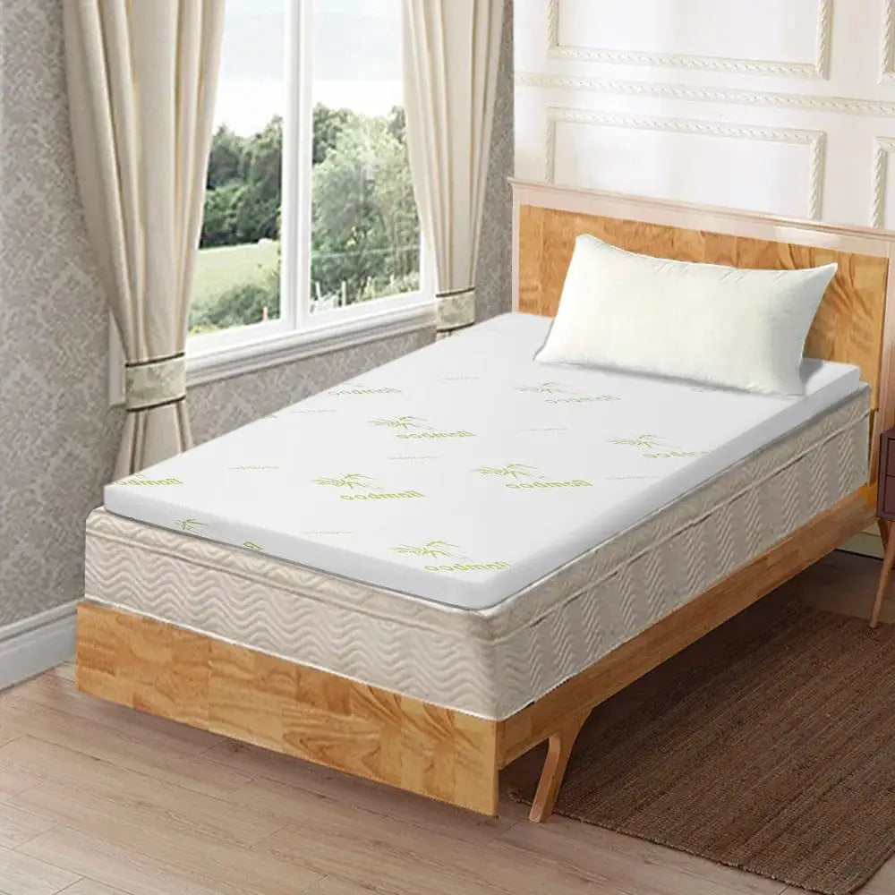 8cm Memory Foam Mattress Topper with Bamboo Cover - Single Size - Furniture > Mattresses > Mattress Toppers