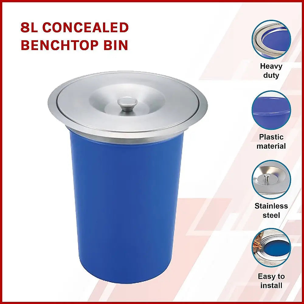 8L Concealed Benchtop Bin - Home & Garden > Kitchenware