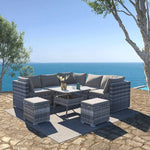 8PC Outdoor Dining Set Wicker Table & Chairs-Grey - Furniture > Outdoor