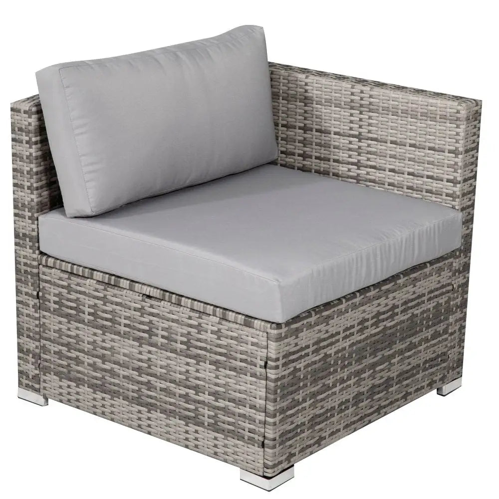 8PC Outdoor Dining Set Wicker Table & Chairs-Grey - Furniture > Outdoor