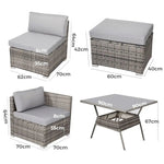 8PC Outdoor Dining Set Wicker Table & Chairs-Grey - Furniture > Outdoor