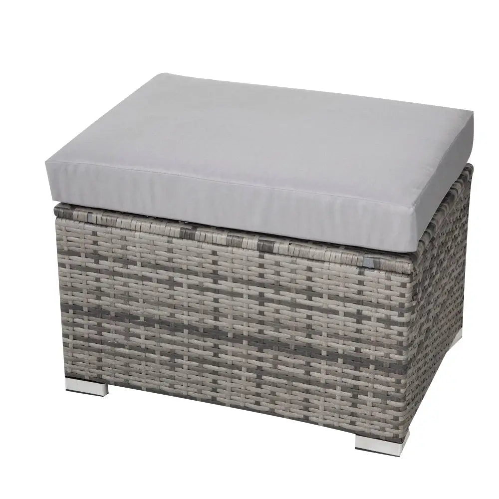 8PC Outdoor Dining Set Wicker Table & Chairs-Grey - Furniture > Outdoor