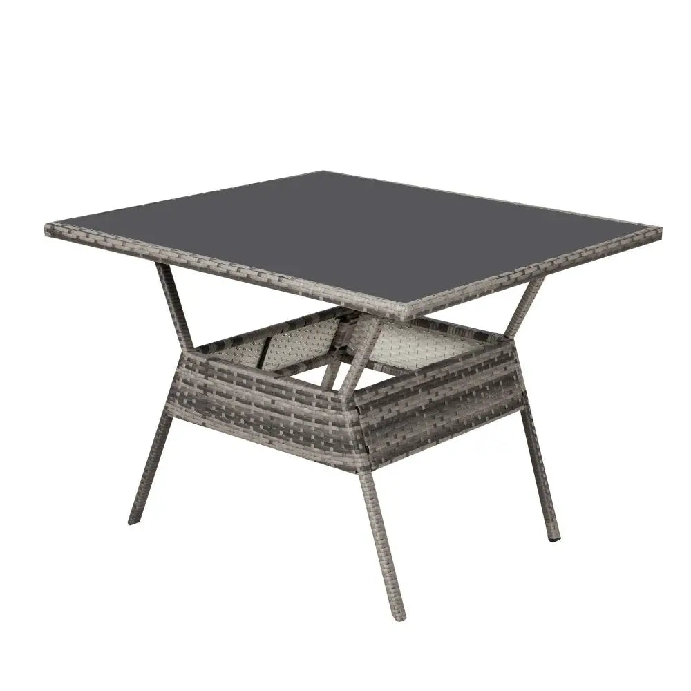8PC Outdoor Dining Set Wicker Table & Chairs-Grey - Furniture > Outdoor