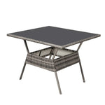 8PC Outdoor Dining Set Wicker Table & Chairs-Grey - Furniture > Outdoor