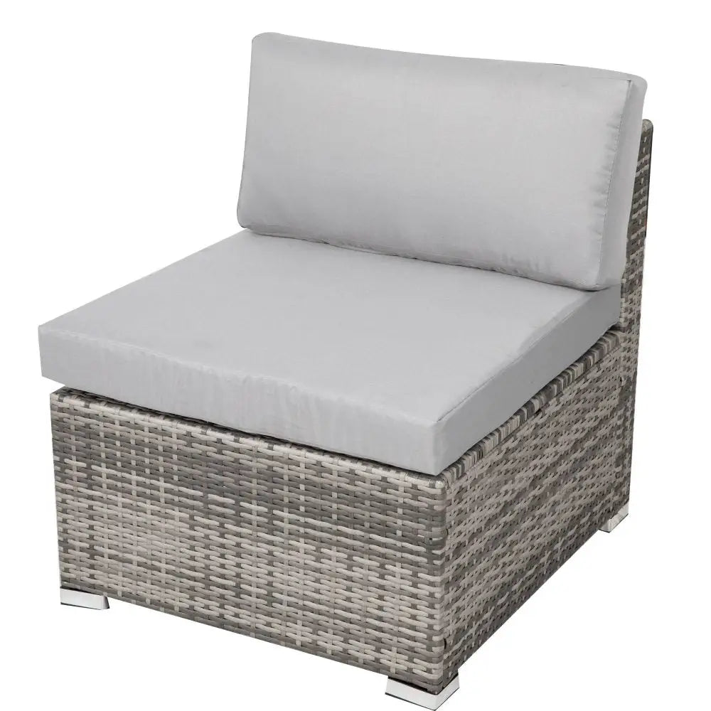 8PC Outdoor Dining Set Wicker Table & Chairs-Grey - Furniture > Outdoor