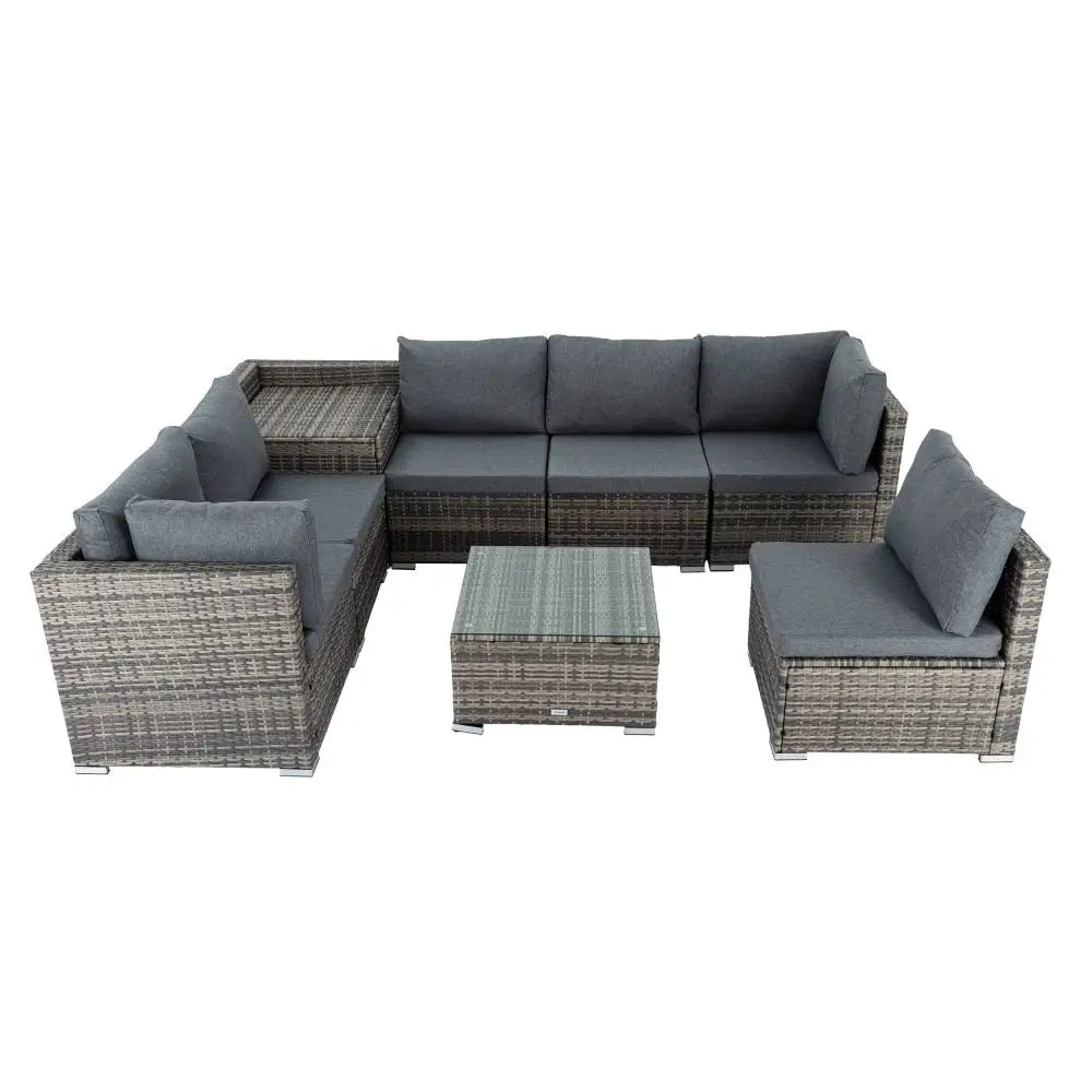 8PCS Outdoor Furniture Modular Lounge Sofa Lizard-Grey - Furniture > Outdoor