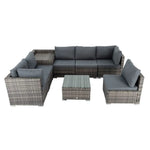 8PCS Outdoor Furniture Modular Lounge Sofa Lizard-Grey - Furniture > Outdoor