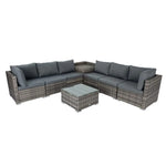 8PCS Outdoor Furniture Modular Lounge Sofa Lizard-Grey - Furniture > Outdoor