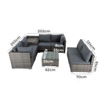 8PCS Outdoor Furniture Modular Lounge Sofa Lizard-Grey - Furniture > Outdoor