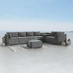 8PCS Outdoor Furniture Modular Lounge Sofa Lizard-Grey - Furniture > Outdoor