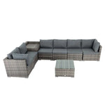 8PCS Outdoor Furniture Modular Lounge Sofa Lizard-Grey - Furniture > Outdoor