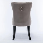 8x Velvet Dining Chairs Upholstered Tufted Kithcen Chair with Solid Wood Legs Stud Trim and Ring-Gray - Furniture > Bar