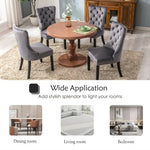 8x Velvet Dining Chairs Upholstered Tufted Kithcen Chair with Solid Wood Legs Stud Trim and Ring-Gray - Furniture > Bar