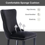 8x Velvet Upholstered Dining Chairs Tufted Wingback Side Chair with Studs Trim Solid Wood Legs for Kitchen - Furniture