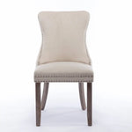 8x Velvet Upholstered Dining Chairs Tufted Wingback Side Chair with Studs Trim Solid Wood Legs for Kitchen - Furniture