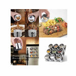 9 Magnetic Spice Jar Tins and Steel Rack - 150g Seasoning Storage Containers - Home & Garden > Kitchenware > Food