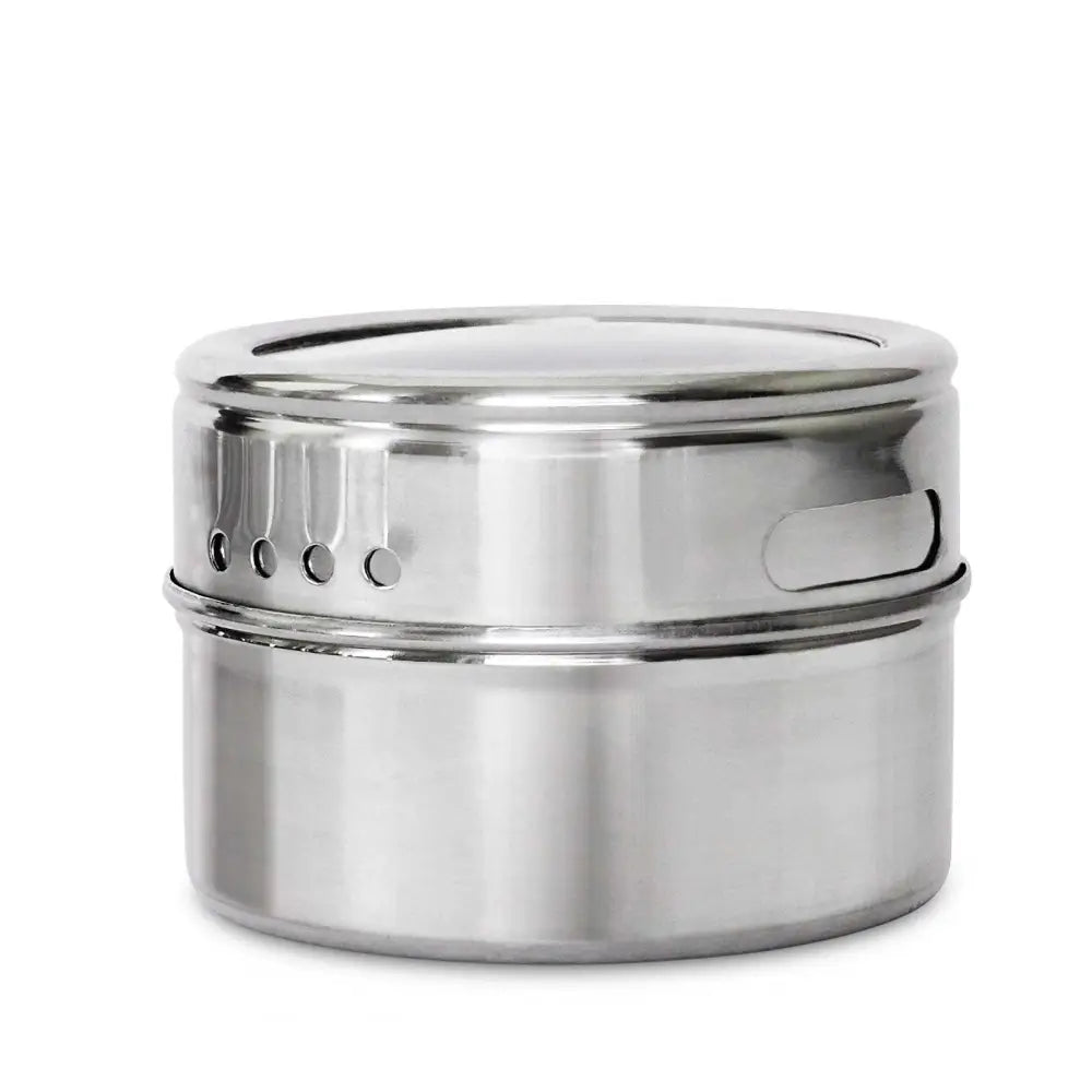 9 Magnetic Spice Jar Tins and Steel Rack - 150g Seasoning Storage Containers - Home & Garden > Kitchenware > Food