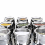 9 Magnetic Spice Jar Tins and Steel Rack - 150g Seasoning Storage Containers - Home & Garden > Kitchenware > Food