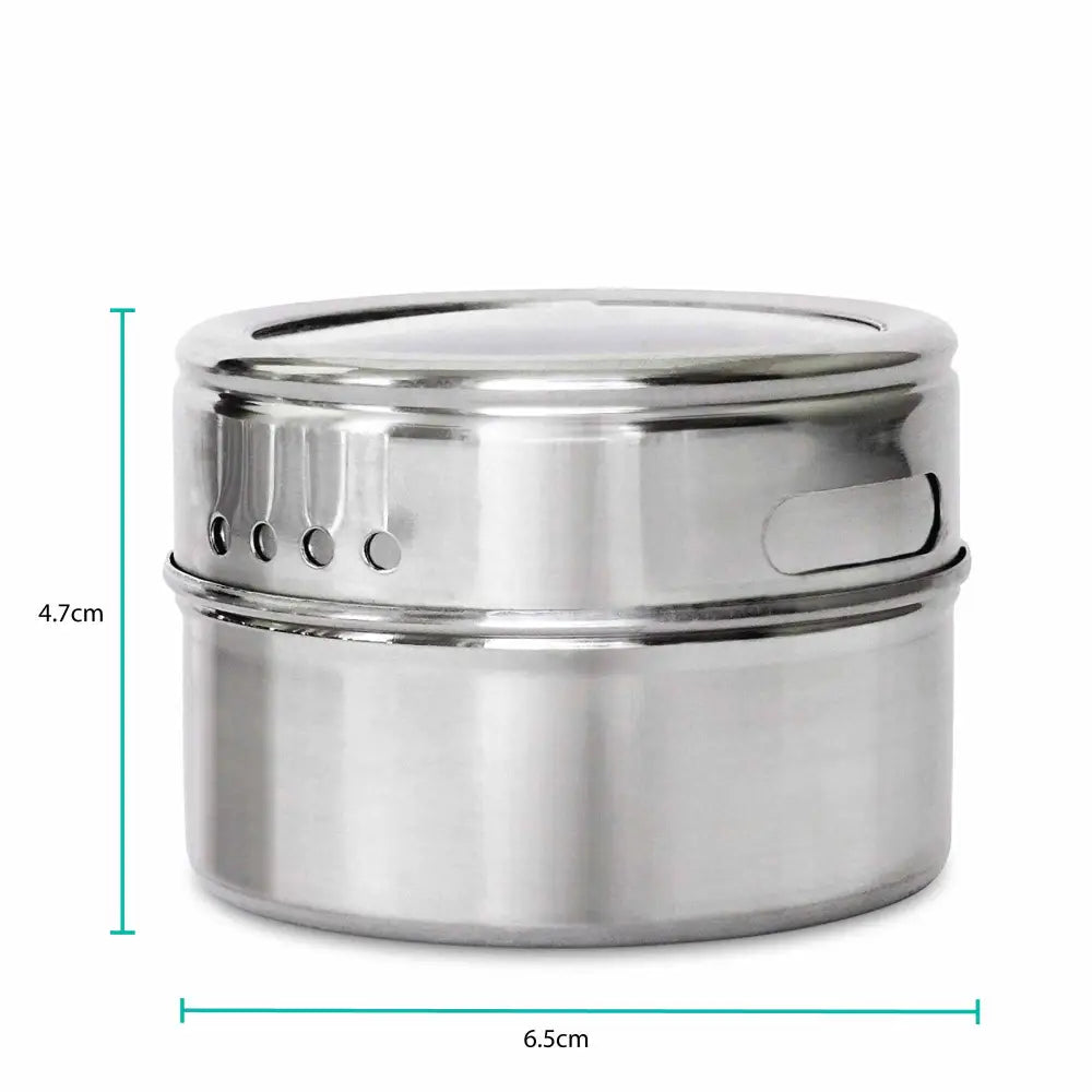 9 Magnetic Spice Jar Tins and Steel Rack - 150g Seasoning Storage Containers - Home & Garden > Kitchenware > Food