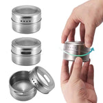 9 Magnetic Spice Jar Tins and Steel Rack - 150g Seasoning Storage Containers - Home & Garden > Kitchenware > Food