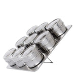 9 Magnetic Spice Jar Tins and Steel Rack - 150g Seasoning Storage Containers - Home & Garden > Kitchenware > Food