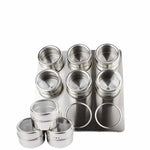 9 Magnetic Spice Jar Tins and Steel Rack - 150g Seasoning Storage Containers - Home & Garden > Kitchenware > Food