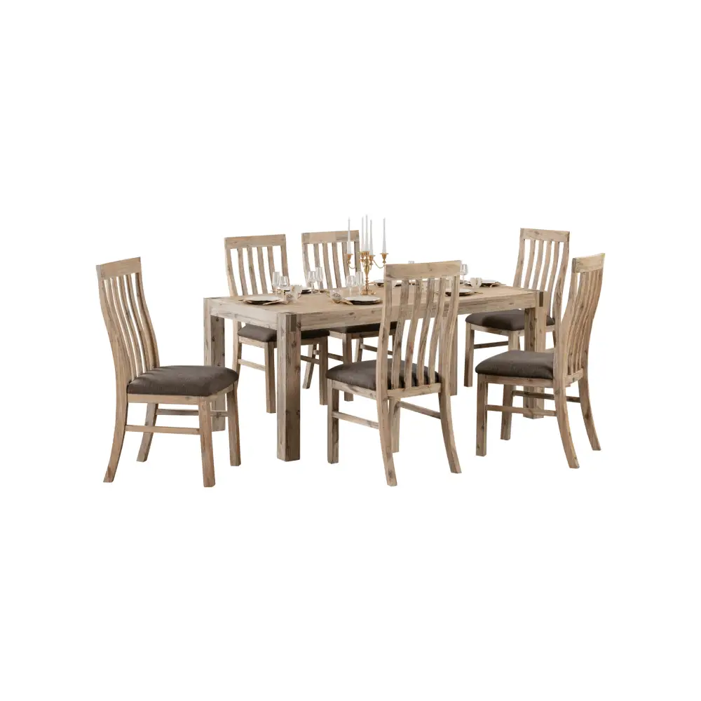 9 Pieces Dining Suite 210cm Large Size Dining Table & 8X Chairs with Solid Acacia Wooden Base in Oak Colour - Furniture