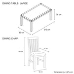 9 Pieces Dining Suite 210cm Large Size Dining Table & 8X Chairs with Solid Acacia Wooden Base in Oak Colour - Furniture