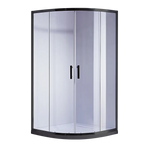 90 x 90cm Black Rounded Sliding 6mm Curved Shower Screen with White Base - Furniture > Bathroom > Shower Heads & Screens