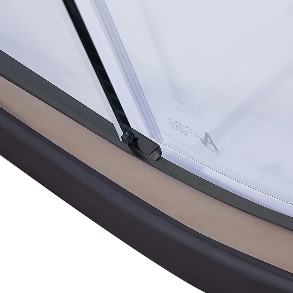 90 x 90cm Black Rounded Sliding 6mm Curved Shower Screen with White Base - Furniture > Bathroom > Shower Heads & Screens