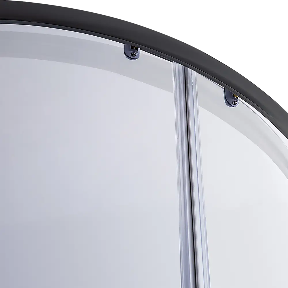 90 x 90cm Black Rounded Sliding 6mm Curved Shower Screen with White Base - Furniture > Bathroom > Shower Heads & Screens