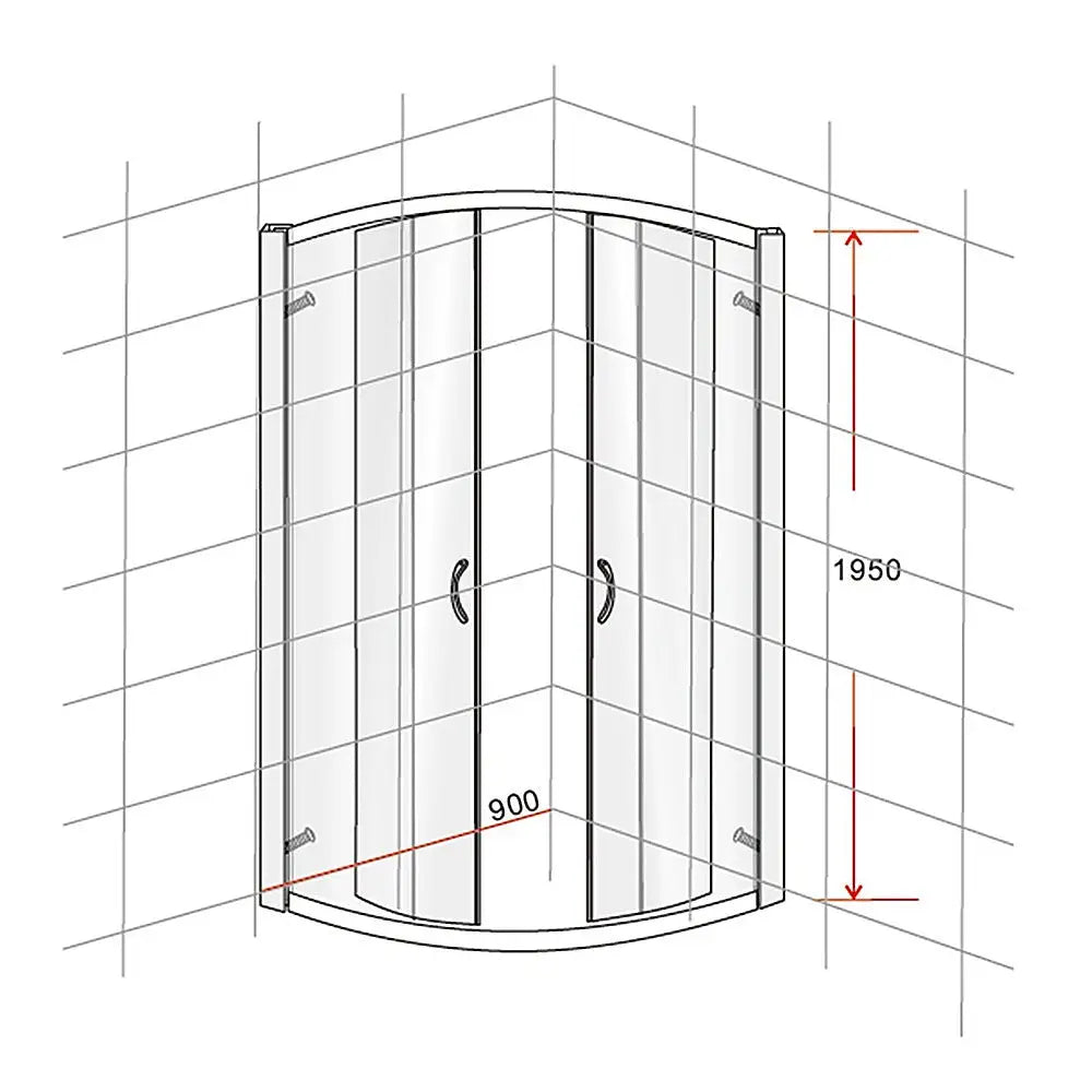 90 x 90cm Rounded Sliding 6mm Curved Shower Screen with Base in Black - Furniture > Bathroom > Shower Heads & Screens