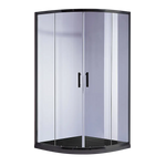 90 x 90cm Rounded Sliding 6mm Curved Shower Screen with Base in Black - Furniture > Bathroom > Shower Heads & Screens