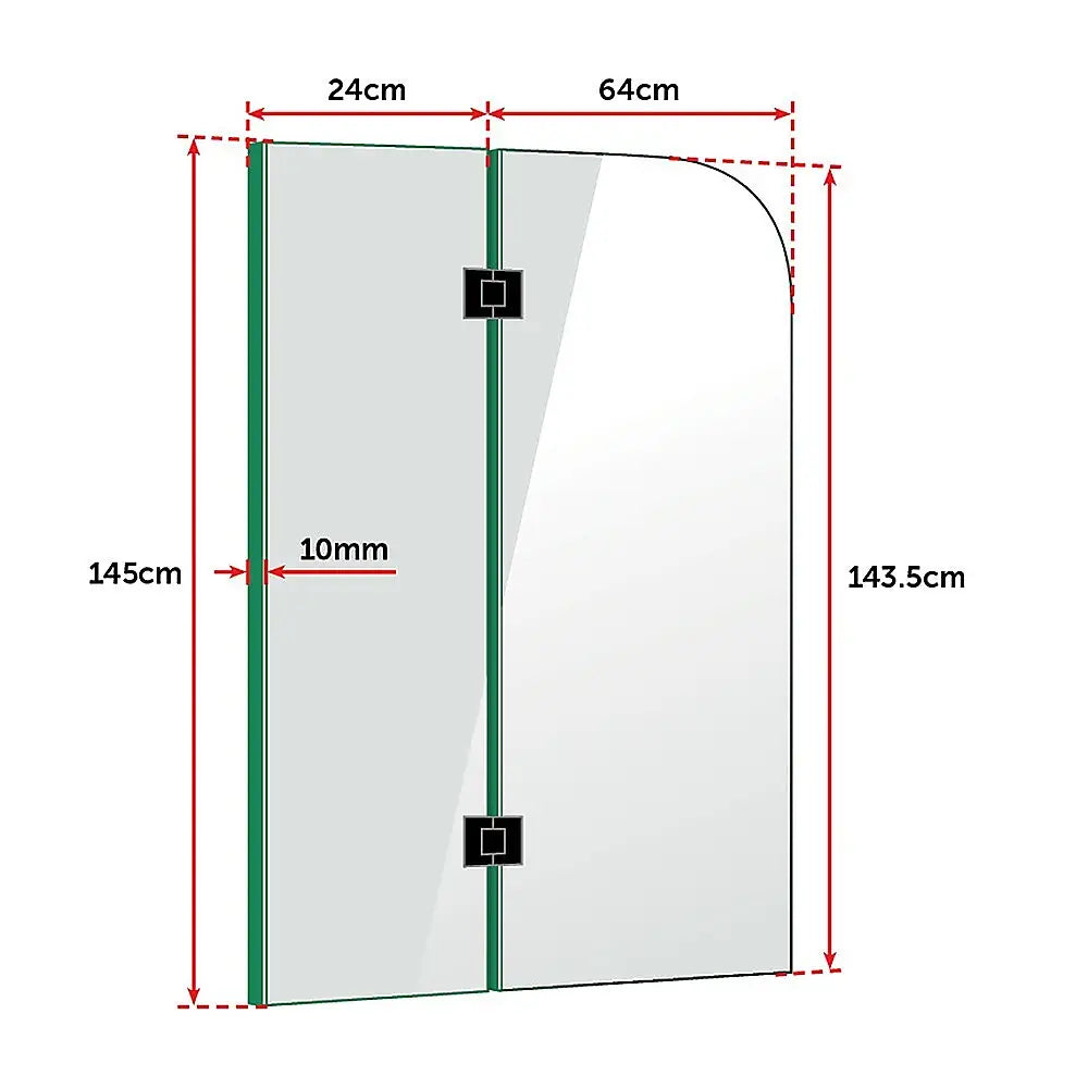 900 x 1450mm Frameless Bath Panel 10mm Glass Shower Screen By Della Francesca - Furniture > Bathroom > Shower Heads &