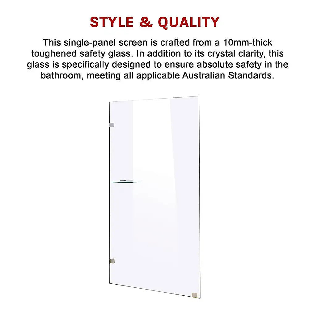 900 x 2000mm Frameless 10mm Safety Glass Shower Screen - Furniture > Bathroom > Shower Heads & Screens