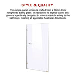 900 x 2000mm Frameless 10mm Safety Glass Shower Screen - Furniture > Bathroom > Shower Heads & Screens