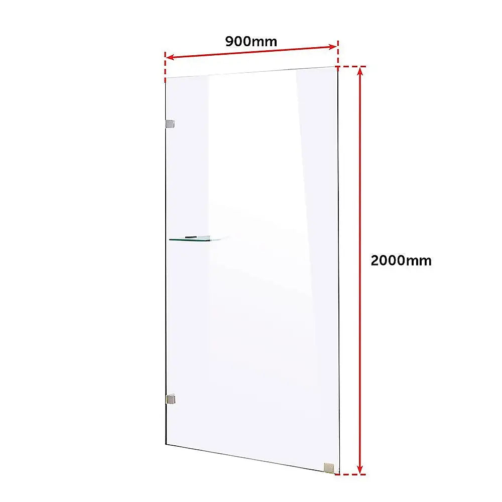 900 x 2000mm Frameless 10mm Safety Glass Shower Screen - Furniture > Bathroom > Shower Heads & Screens