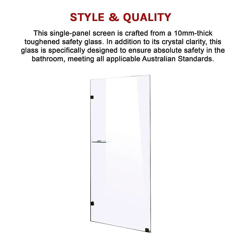 900 x 2100mm Frameless 10mm Safety Glass Shower Screen - Furniture > Bathroom > Shower Heads & Screens
