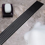 900mm Bathroom Shower Black Grate Drain w/Centre outlet Floor Waste Square Pattern - Home & Garden > DIY > Kitchen &