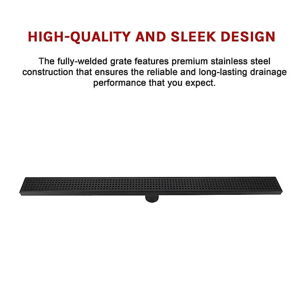 900mm Bathroom Shower Black Grate Drain w/Centre outlet Floor Waste Square Pattern - Home & Garden > DIY > Kitchen &
