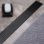 900mm Bathroom Shower Black Grate Drain w/Centre outlet Floor Waste Square Pattern - Home & Garden > DIY > Kitchen &