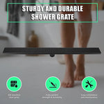 900mm Bathroom Shower Black Grate Drain w/Centre outlet Floor Waste Square Pattern - Home & Garden > DIY > Kitchen &
