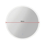 90cm LED Wall Mirror Bathroom Mirrors Light Decor Round - Home & Garden > Bathroom Accessories