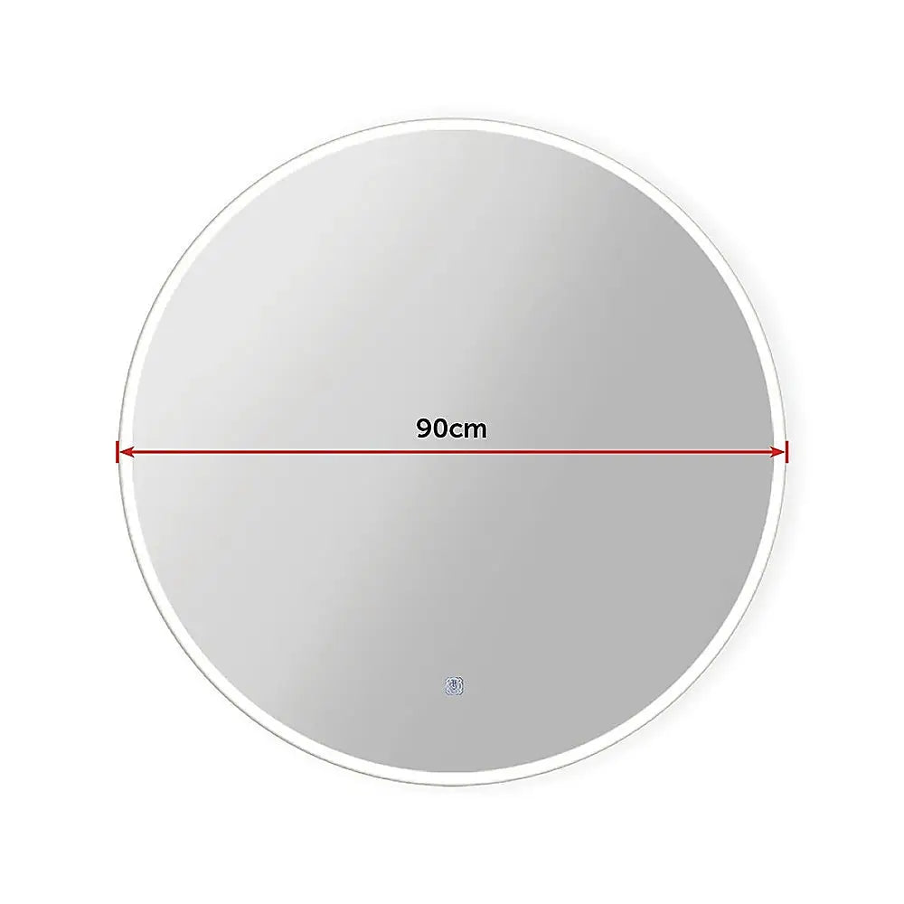 90cm LED Wall Mirror Bathroom Mirrors Light Decor Round - Home & Garden > Bathroom Accessories