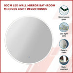 90cm LED Wall Mirror Bathroom Mirrors Light Decor Round - Home & Garden > Bathroom Accessories